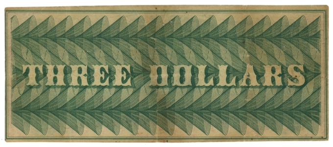 1862 Bullion Bank Washington DC $3 (L6285)