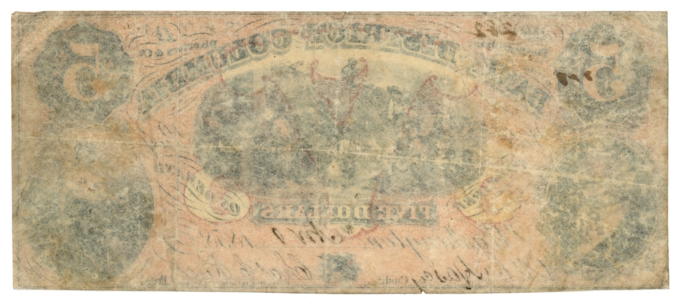 1858 Bank of the District of Columbia $5 Washington DC (L6289)