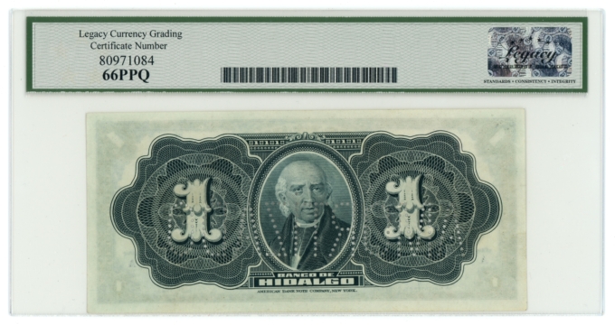 1914 Banco de Hidalgo Mexico 1 Peso Remainder LCG 66PPQ (L6319)
