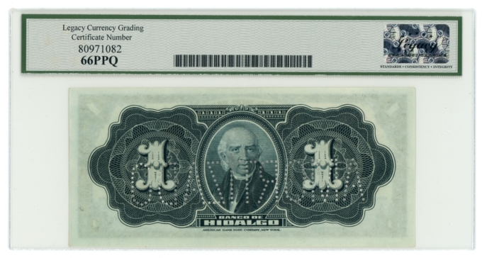 1914 Banco de Hidalgo 1 Peso Mexico LCG 66PPQ (L6320)