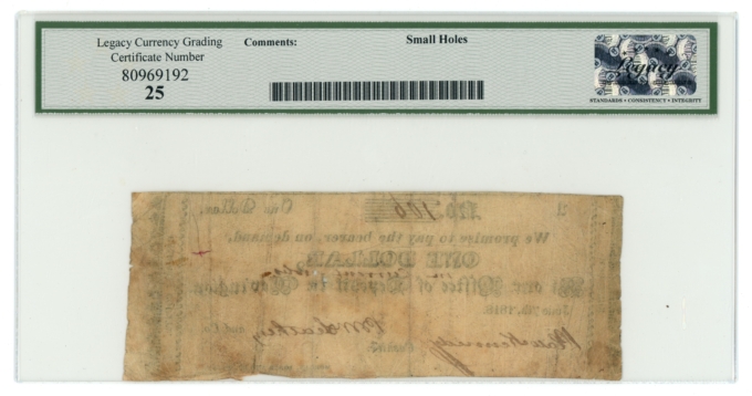 1818 b M Leathers & Co. Covington KY $1 LCG VF25 (L6322)
