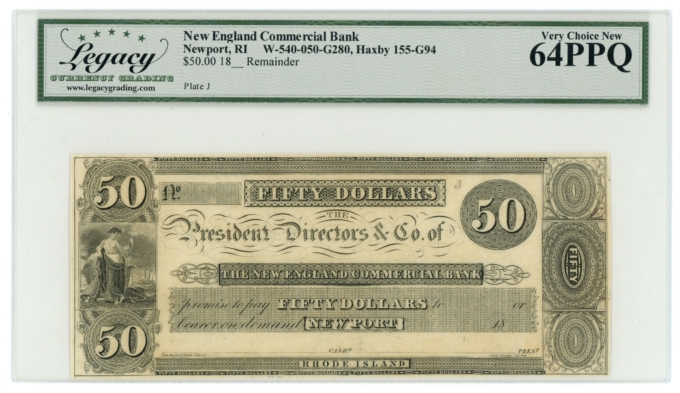 18XX New England Commercial Bank RI $50 LCG 64PPQ (L6323)