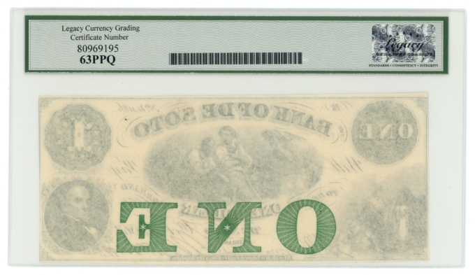 1863 Bank of De Soto Nebraska $1 NE H-25-G2c LCG 63PPG (L6324)