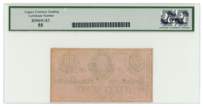 1864 T-72 PF-2 CR-579 CSA 50 Cents LCG AU55 (L6328)