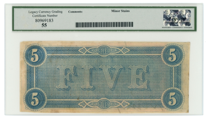 1864 T-69 PF-10 CR-564 CSA $5 LCG AU55 (L6331)