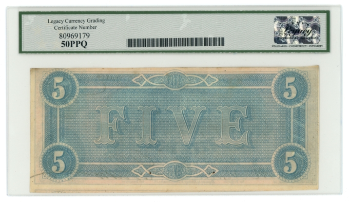 1864 T-69 PF-9 CR-563 $5 CSA LCG 50PPQ (L6334)