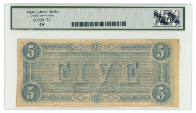1864 T-69 PF-3 CR-559 $5 CSA LCG XF45 (L6335)