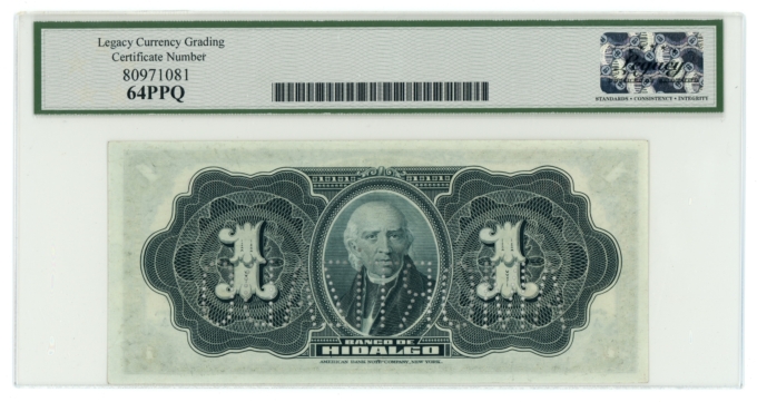 1914 Banco de Hidalgo 1 Peso Mexico LCG 64PPQ (L6346)