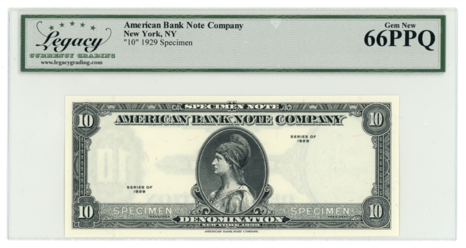 1929 American Bank Note Company 10 Specimen LCG 66PPQ (L6348)