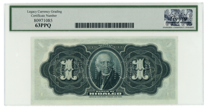1914 Banco de Hidalgo Mexico 1 Peso Remainder LCG 63PPQ (L6319)