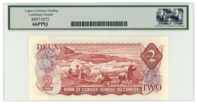 1974 Bank of Canada $2 3 in sequence LCG 66PPQ