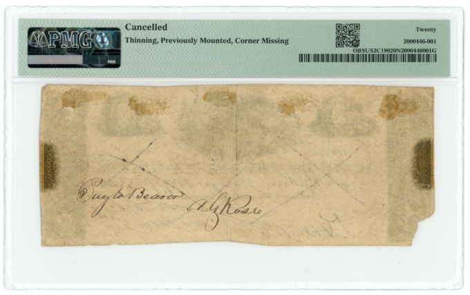 1828 Bank of the United States Charleston Branch SC $5 CTFT PMG 20 NET (65475)