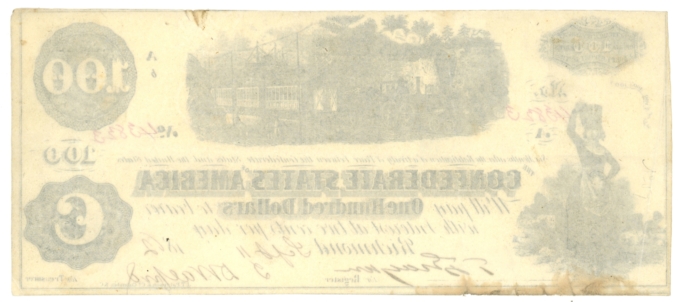 T-40 1862 Confederate States of America CSA $100 Note PF-3 CR-302 (65509)