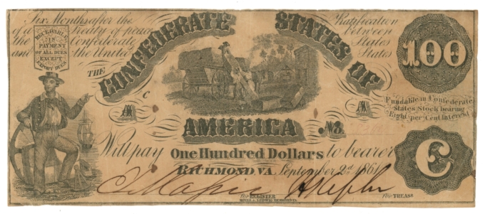 T-13 1861 Confederate States of America CSA $100 Note PF-4 CR-56 State I R9 65511