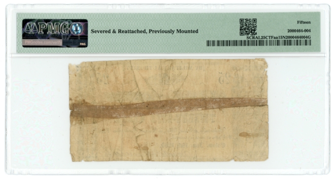 1865 Smith & Dunlap Eutaw Alabama AL 25c Obsolete Scrip R78-UNL PMG 15 NET 65582