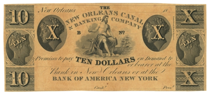 18XX New Orleans Canal & Banking Co. LA $10 Obsolete Note - Remainder (65481)