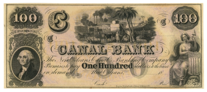 18XX Canal Bank New Orleans Louisiana LA $100 Obsolete Note - Remainder (65480)