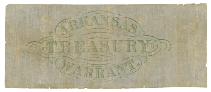 1863 State of Arkansas $2 Treasury Warrant CR-38 – Civil War Era (65485)