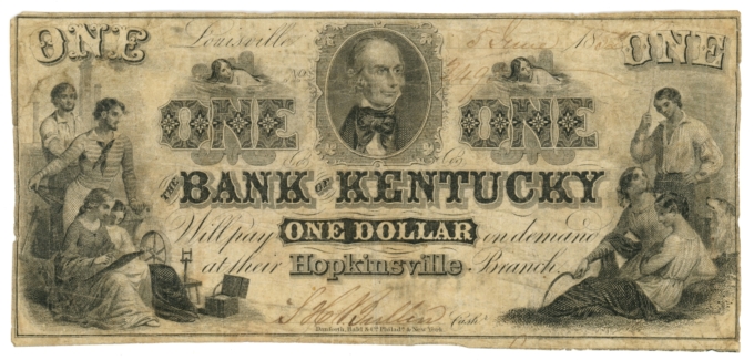 1852 Bank of Kentucky Hopkinsville KY $1 Obsolete - H485 CTFT (65348)