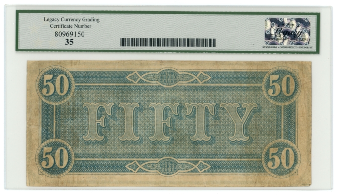 T-66 1864 CSA $50 Note PF-16 CR-UNL For Begisteb For Treasubeb LCG VF35 (65382)