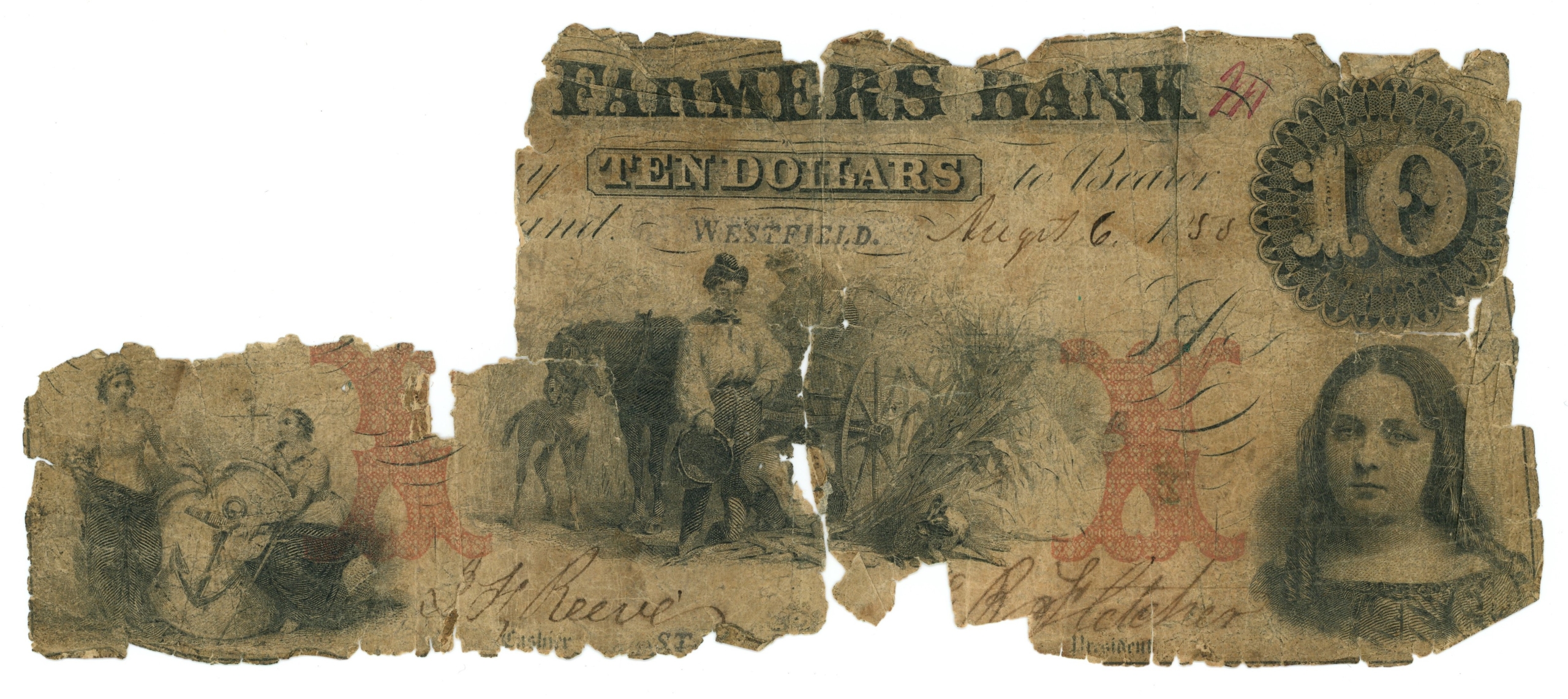 185X Farmers Bank Westfield Indiana IN $10 Obsolete Note UNL SENC Altered 66571